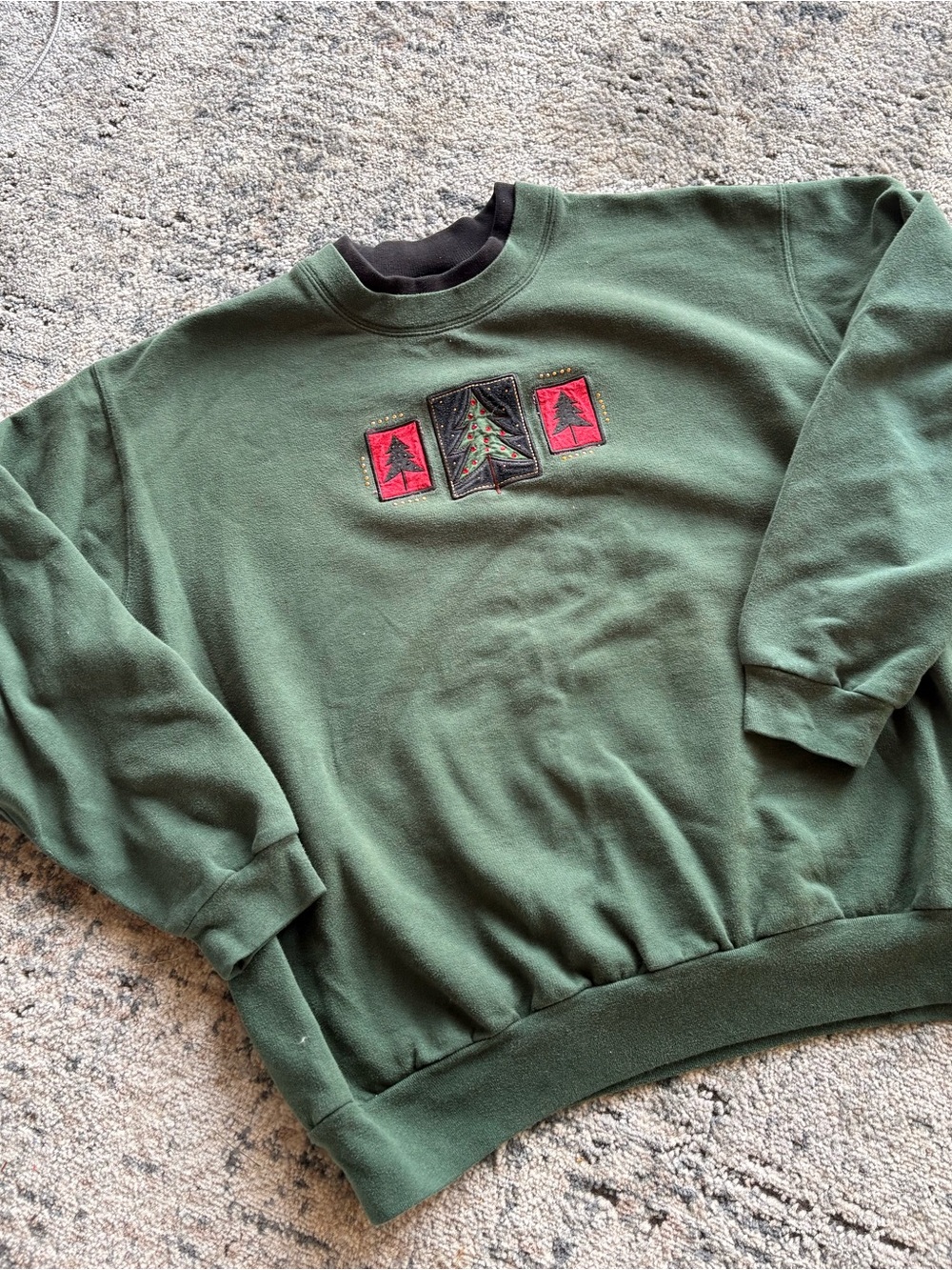 🎄 Vintage 90s Top Stitch by Morning Sun Christmas Tree Sweatshirt XL USA